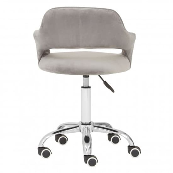 Civo Home And Office Velvet Chair In Grey With Curved Back_4