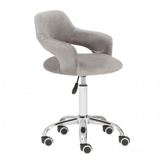 Civo Home And Office Velvet Chair In Grey With Curved Back_1