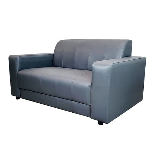 Clapton Faux Leather 2 Seater Sofa In Dark Grey_2