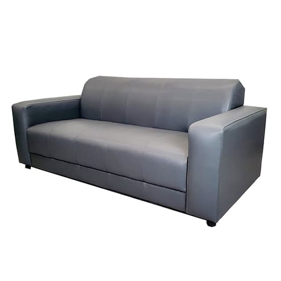 Clapton Faux Leather 3 Seater Sofa In Dark Grey_2