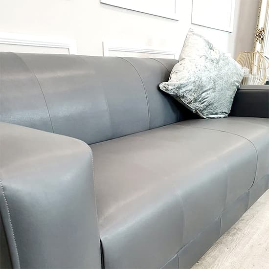 Clapton Faux Leather 3 Seater Sofa In Dark Grey_3