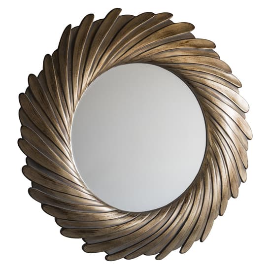 Claremont Contemporary Round Wall Mirror In Gold Verdigree_3