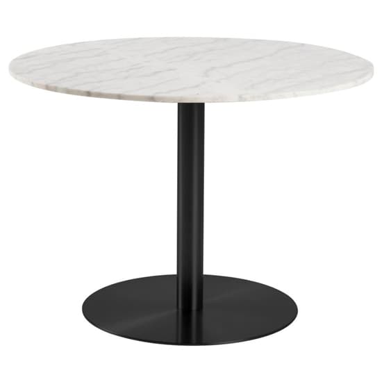 Clarkston Marble Dining Table With Black Base In White Furniture in