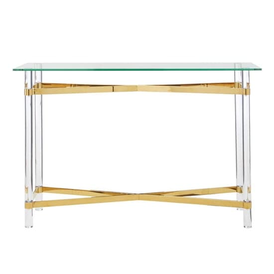 Clarox Rectangular Glass Coffee Table In Clear And Gold_2