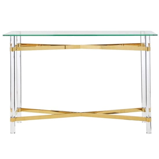 Clarox Rectangular Glass Console Table In Clear And Gold_2