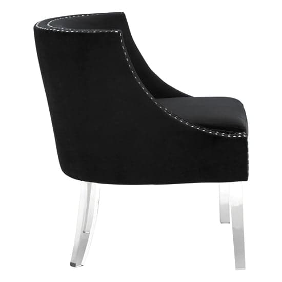 Clarox Upholstered Curved Velvet Armchair In Black_3