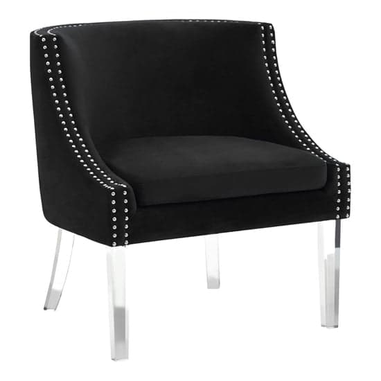 Clarox Upholstered Curved Velvet Armchair In Black_1
