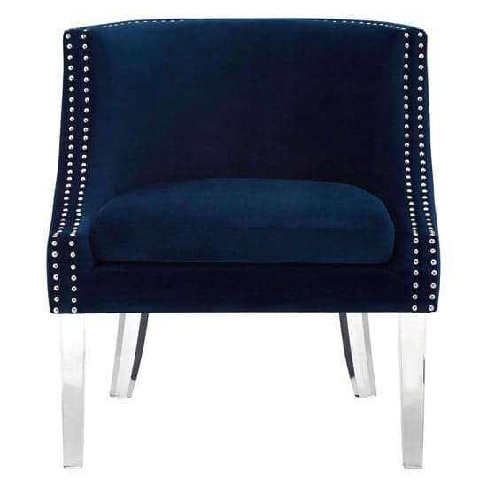 Clarox Upholstered Curved Velvet Armchair In Blue_2
