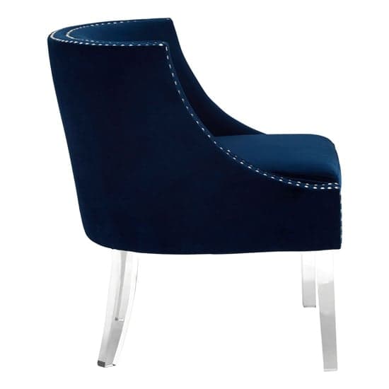 Clarox Upholstered Curved Velvet Armchair In Blue_3
