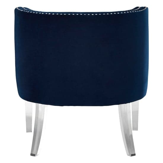 Clarox Upholstered Curved Velvet Armchair In Blue_4