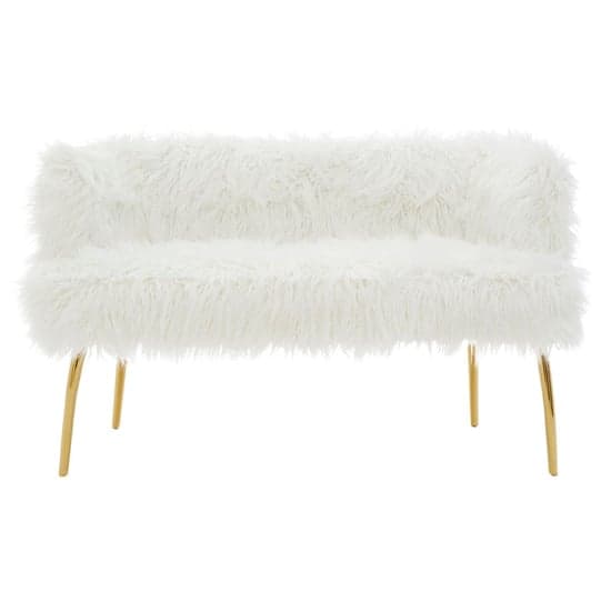 Clarox Upholstered Faux Fur 2 Seater Sofa In White_2