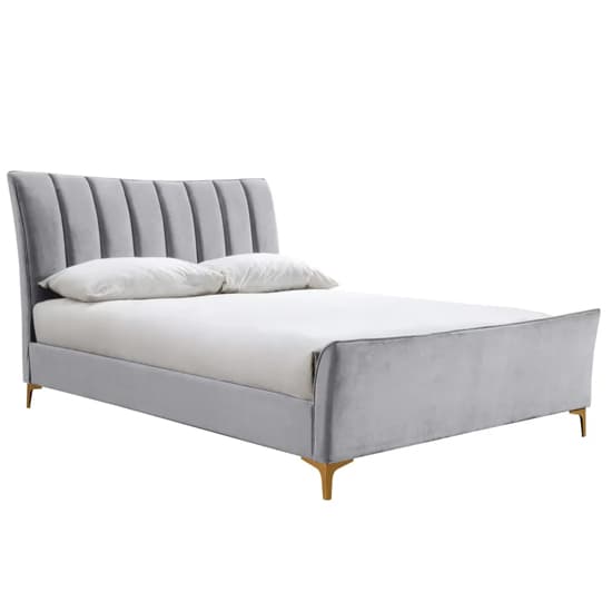 Claver Fabric Double Bed In Grey Furniture in Fashion