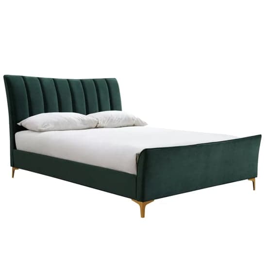 Claver Fabric Small Double Bed In Green_2