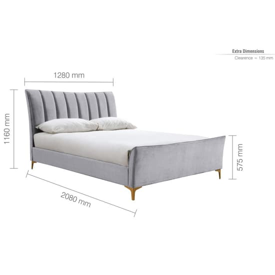 Claver Fabric Small Double Bed In Grey_6