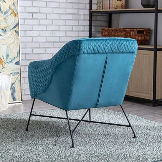 Cleo Fabric Accent Chair In Federal Blue With Black Metal Legs_3