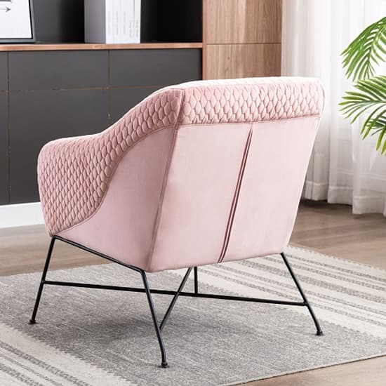 Cleo Fabric Accent Chair In Powder Pink With Black Metal Legs_3