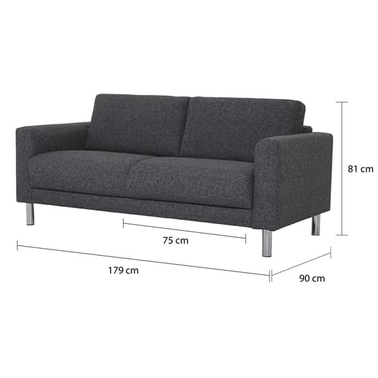 Clesto Fabric Upholstered 2 Seater Sofa In Anthracite_4
