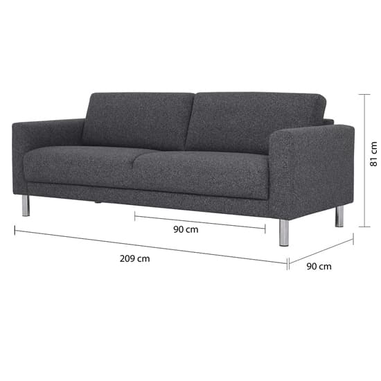 Clesto Fabric Upholstered 3 Seater Sofa In Anthracite_4