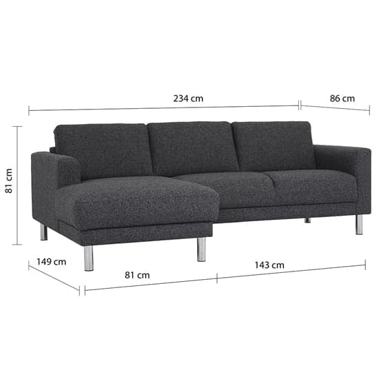 Clesto Fabric Upholstered Left Handed Corner Sofa In Anthracite_4