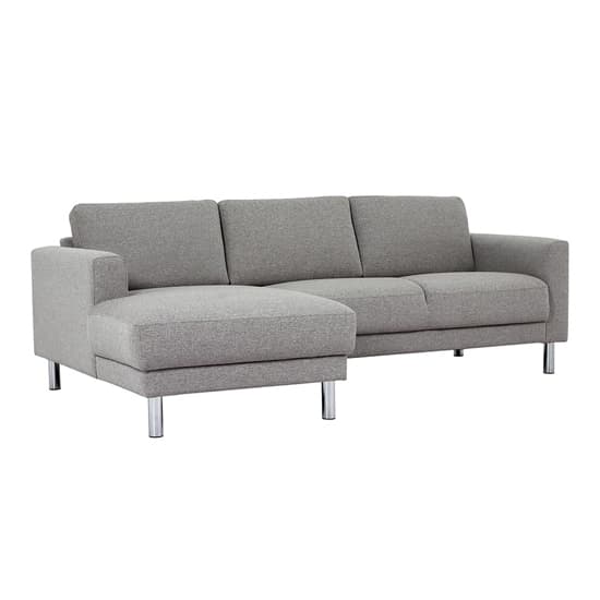 Clesto Fabric Upholstered Left Handed Corner Sofa In Light Grey_2