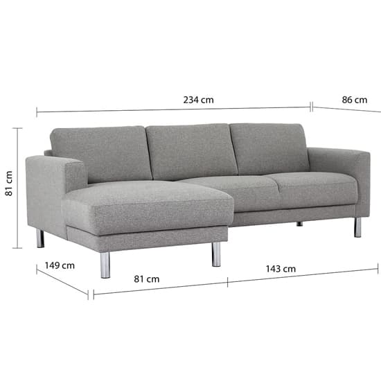 Clesto Fabric Upholstered Left Handed Corner Sofa In Light Grey_4