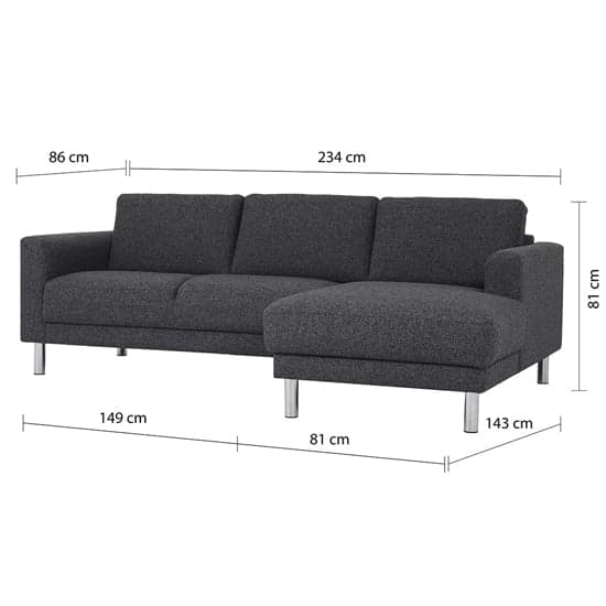 Clesto Fabric Upholstered Right Handed Corner Sofa In Anthracite_4