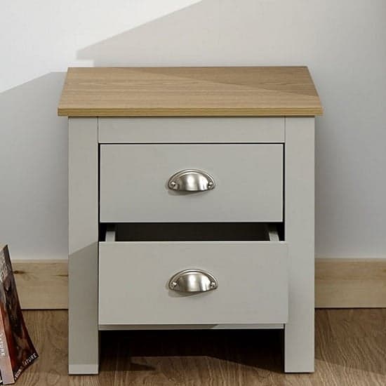 Loftus Wooden Bedside Cabinet In Grey And Oak With 2 Drawers_2