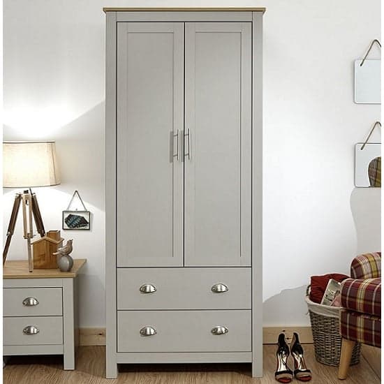 Loftus Wooden Wardrobe In Grey And Oak With 2 Doors_1