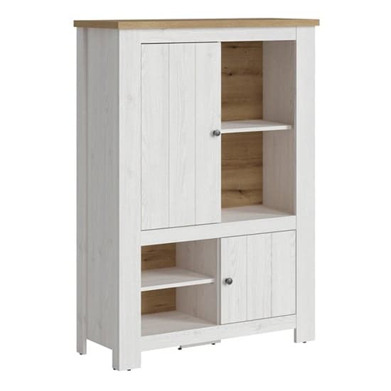 Clinton Display Cabinet With 2 Doors 4 Shelves In White Oak_1