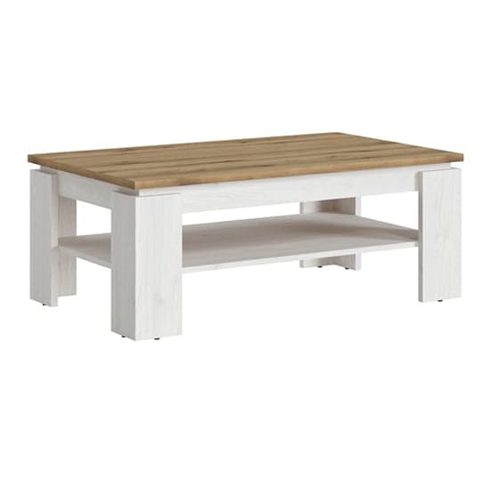 Clinton Wooden Coffee Table In White And Oak_1