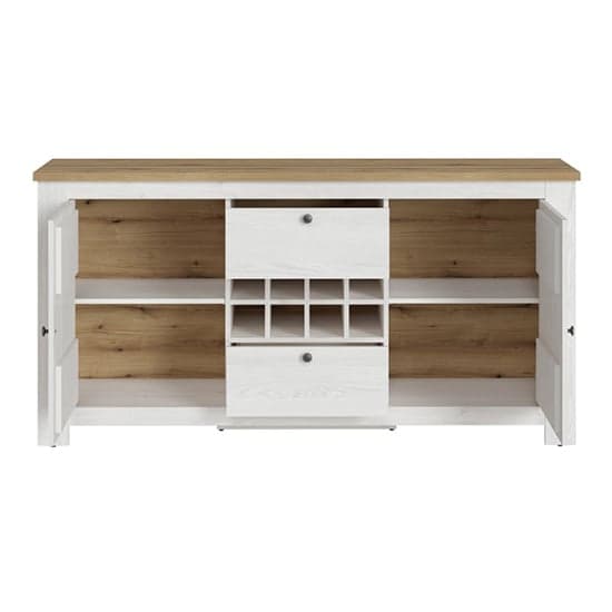 Clinton Wooden Sideboard With Wine Rack In White And Oak_2