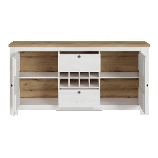 Clinton Wooden Sideboard With Wine Rack In White And Oak Furniture in Fashion