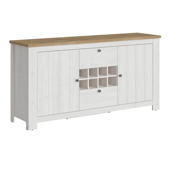 Clinton Wooden Sideboard With Wine Rack In White And Oak_1