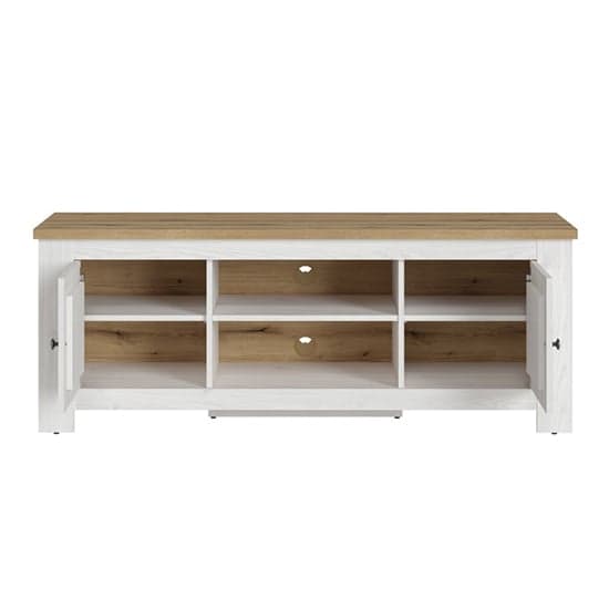 Clinton Wooden TV Stand With 2 Doors In White And Oak_2