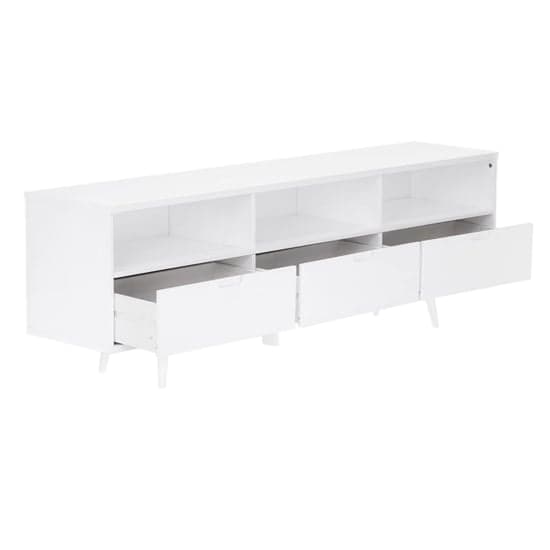 Clinton Wooden TV Stand With 3 Drawers In White_2