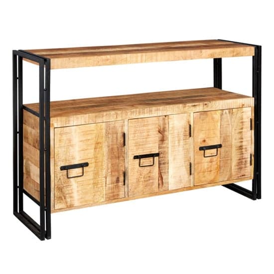 Clio Industrial Wooden Sideboard In Oak With 3 Drawers 1 Shelf_2