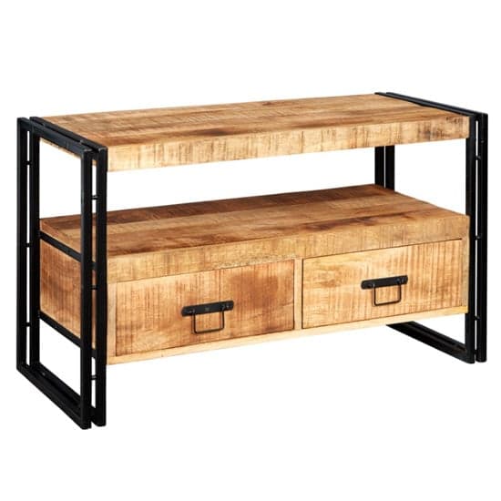Clio Industrial Wooden TV Stand In Oak With 2 Drawers_2