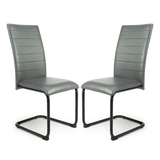 Clisson Grey Leather Effect Dining Chairs In Pair_1