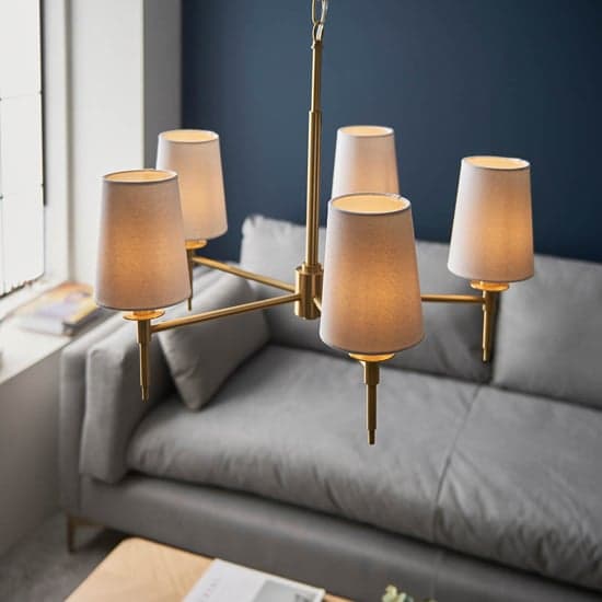 Clive 5 Lights Multi Arm Ceiling Pendant Light In Satin Brass_2