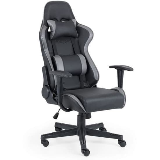 Caldwell Faux Leather Gaming Chair In Black And Grey_1
