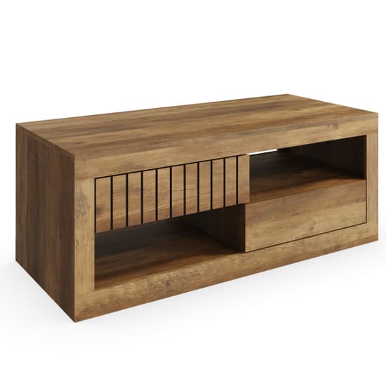 Clive Wooden Coffee Table With 2 Drawers In Knotty Oak_2