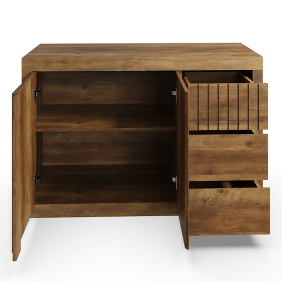 Clive Wooden Sideboard With 2 Doors 3 Drawers In Knotty Oak_5