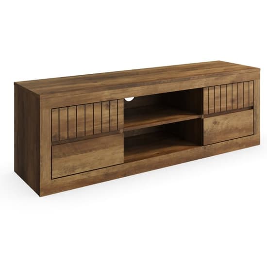 Clive Wooden TV Stand With 4 Drawers In Knotty Oak_2