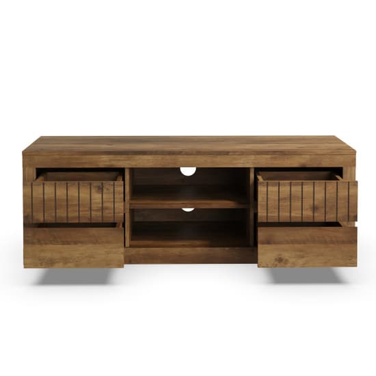Clive Wooden TV Stand With 4 Drawers In Knotty Oak_5