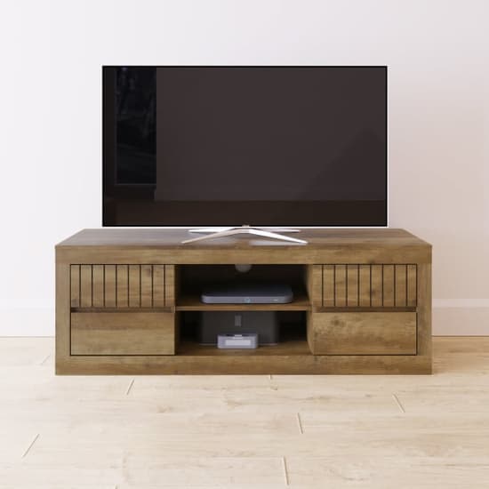 Clive Wooden TV Stand With 4 Drawers In Knotty Oak_1
