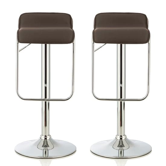 Clova Cappuccino Faux Leather Swivel Gas-Lift Bar Stools In Pair_1