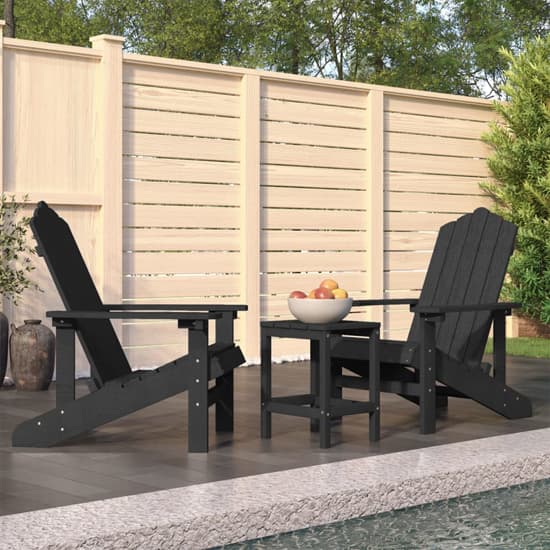 Clover Anthracite HDPE Garden Seating Chairs With Table In Pair_1