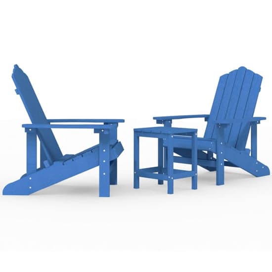Clover Aqua Blue HDPE Garden Seating Chairs With Table In Pair_2