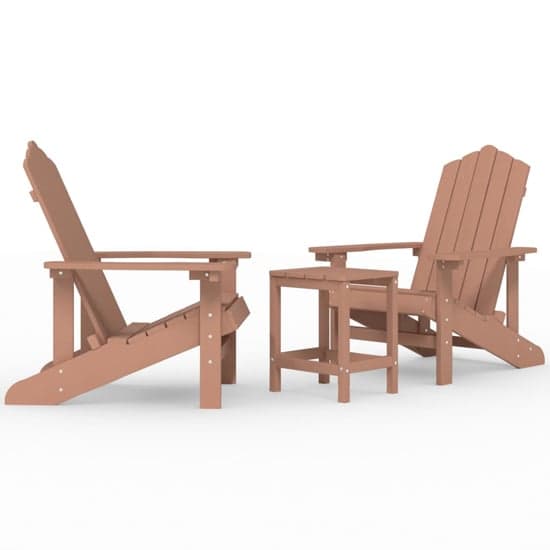 Clover Brown HDPE Garden Seating Chairs With Table In Pair_2