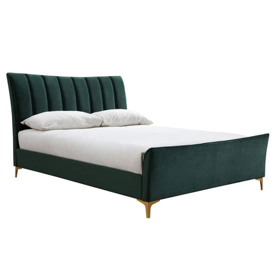 Clover Fabric Double Bed In Green Velvet_3